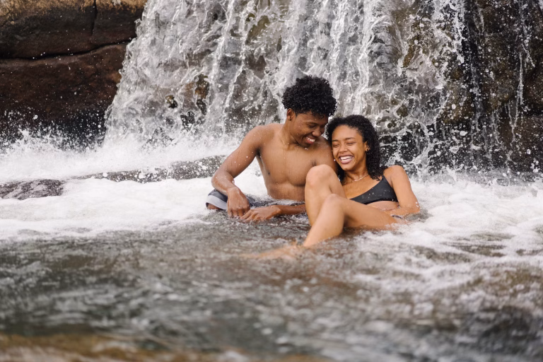black couple smiling